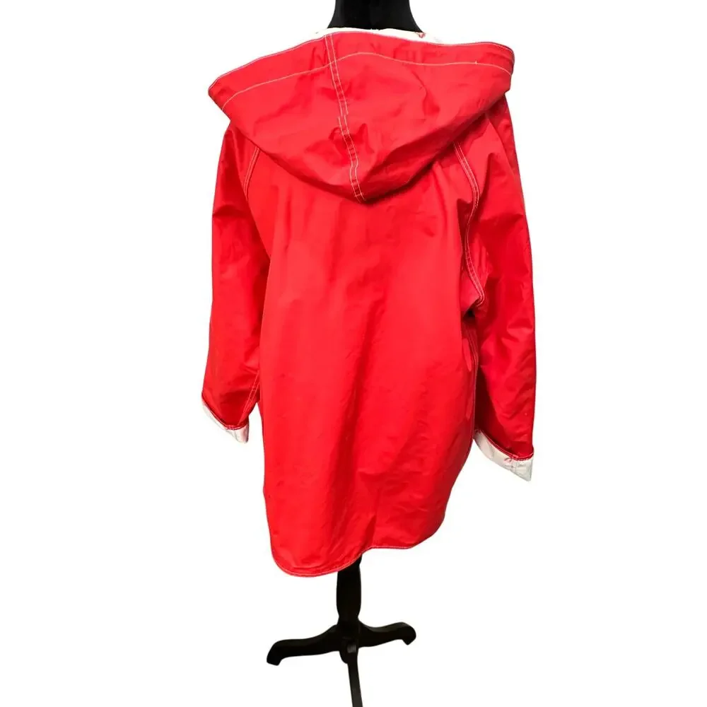 VTG‎ 80s Jordache Red Vinyl Rain Jacket Unisex Size Large Retro Windbreaker